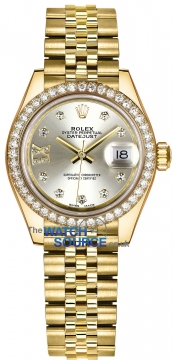 Buy this new Rolex Lady Datejust 28mm Yellow Gold 279138RBR Silver 17 Diamond Jubilee ladies watch for the discount price of £35,900.00. UK Retailer.